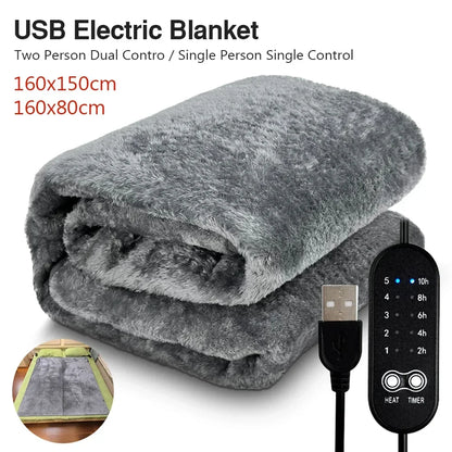 USB Electric Blanket 5v Single Double Thick Long Velvet Five-speed Temperature Adjustment Five-speed Timing Overheat Protection