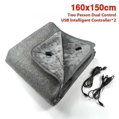 USB Electric Blanket 5v Single Double Thick Long Velvet Five-speed Temperature Adjustment Five-speed Timing Overheat Protection